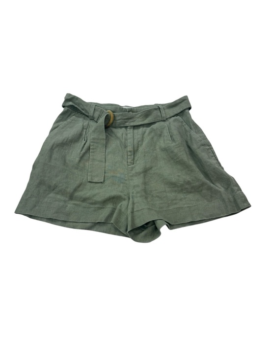 & Other Stories Pants - & Other Stories High-Waist Belted Linen Shorts in Olive Green Size 4 Womens